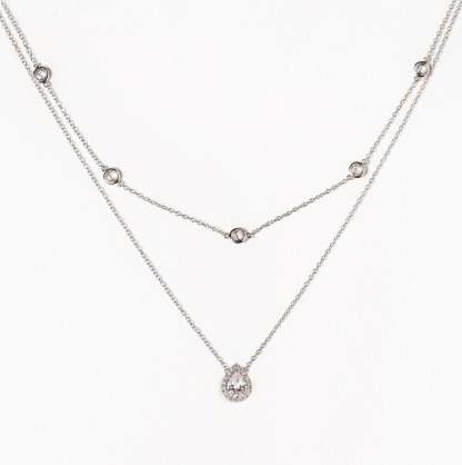 Crystal Chain Teardrop Layered Necklace | Mix Mix Style [Hot Seller]-Mix MIx Style