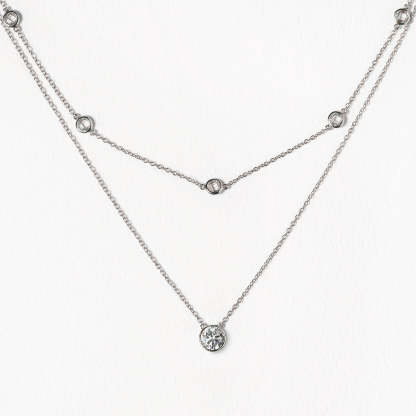 Crystal Layered 18K White Gold Necklace | Mix Mix Style [Hot Seller]-Mix MIx Style