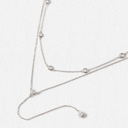 Choker Lariat 18K White Gold Necklace Set | Mix Mix Style [Hot Seller]-Mix MIx Style
