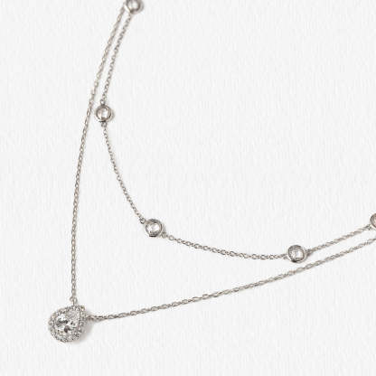 Crystal Chain Teardrop Layered Necklace | Mix Mix Style [Hot Seller]-Mix MIx Style