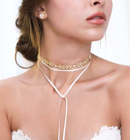 Leaf Eternity 18K White Gold Choker | Mix Mix Style [Hot Seller]-Mix MIx Style
