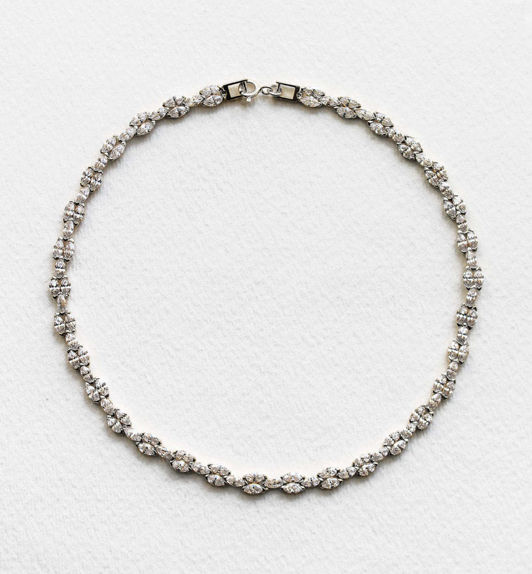 Marquise Deco Choker 18K White Gold Necklace | Mix Mix Style [Hot Seller]-Mix MIx Style