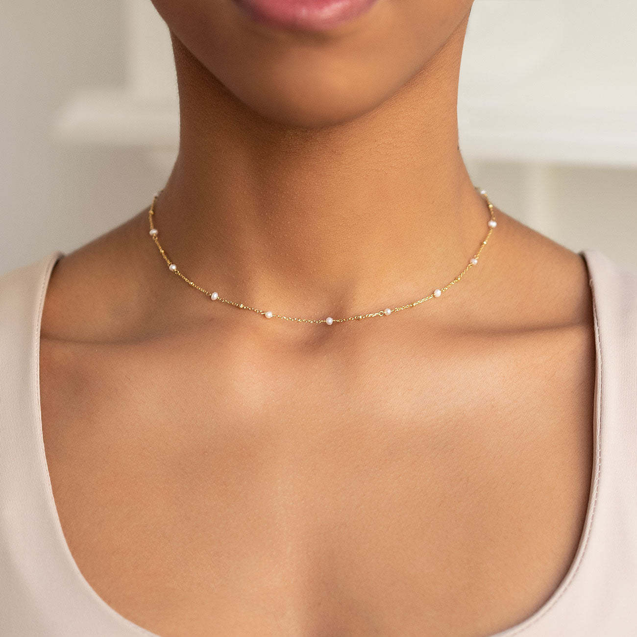 Dainty Pearl 18K Gold Plated Choker Necklace | Mix Mix Style [Hot Seller]-Mix MIx Style