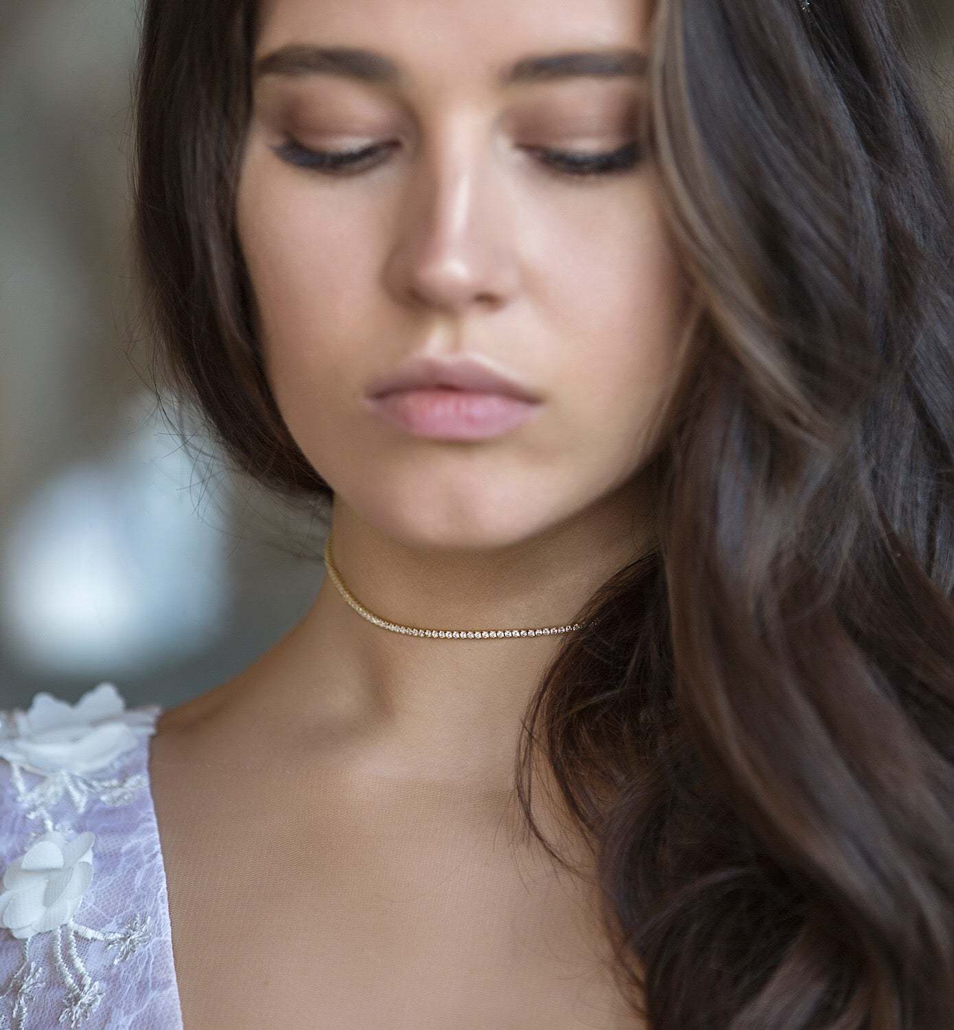 Dainty Crystal Line 18K White Gold Choker | Mix Mix Style [Hot Seller]-Mix MIx Style