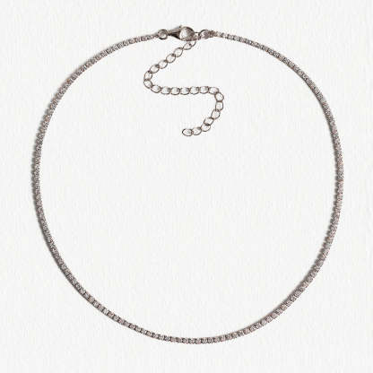 Dainty Crystal Line 18K White Gold Choker | Mix Mix Style [Hot Seller]-Mix MIx Style