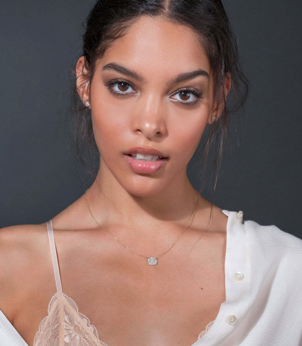 Petite Pave Disc Necklace | Mix Mix Style [Hot Seller]-Mix MIx Style