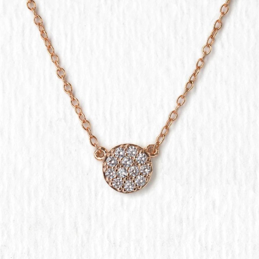 Petite Pave Disc Necklace | Mix Mix Style [Hot Seller]-Mix MIx Style