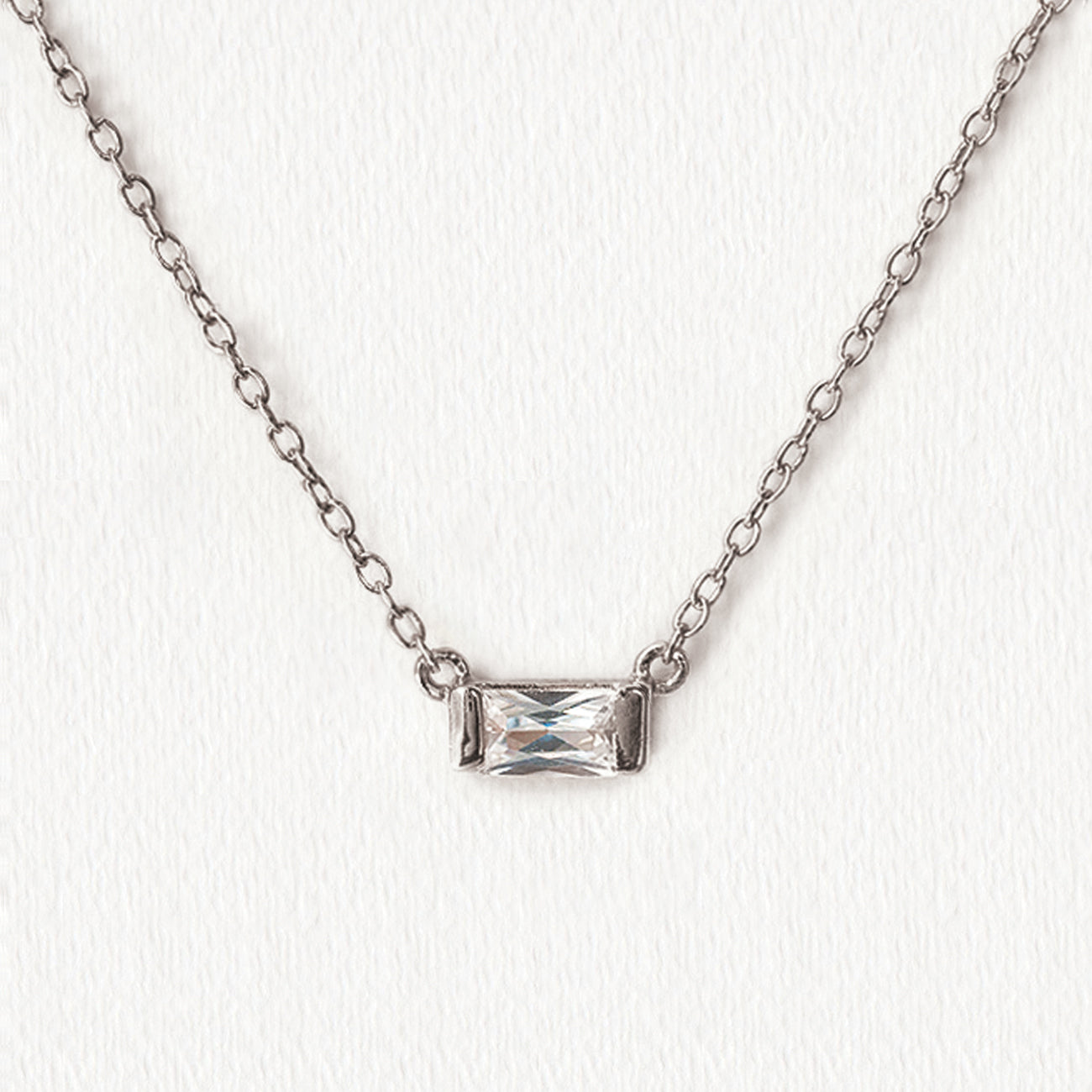 Baguette Pendant 18K White Gold Necklace | Mix Mix Style [Hot Seller]-Mix MIx Style
