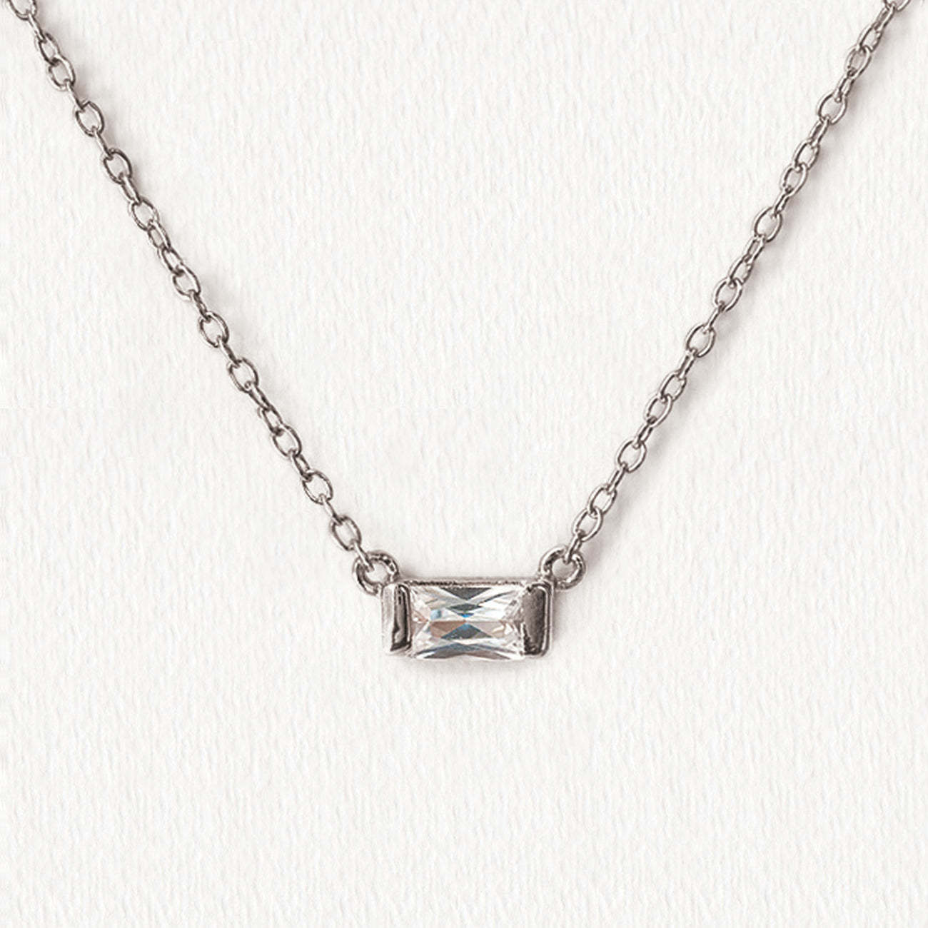 Baguette Pendant 18K White Gold Necklace | Mix Mix Style [Hot Seller]-Mix MIx Style