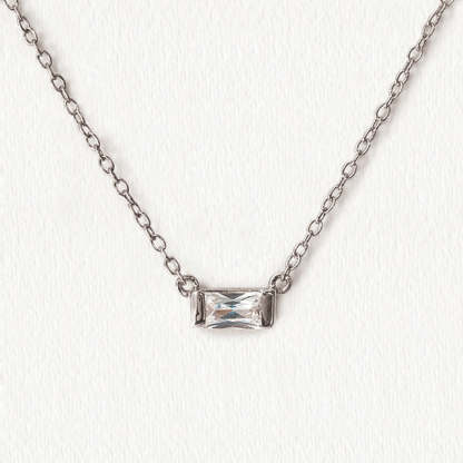 Baguette Pendant 18K White Gold Necklace | Mix Mix Style [Hot Seller]-Mix MIx Style