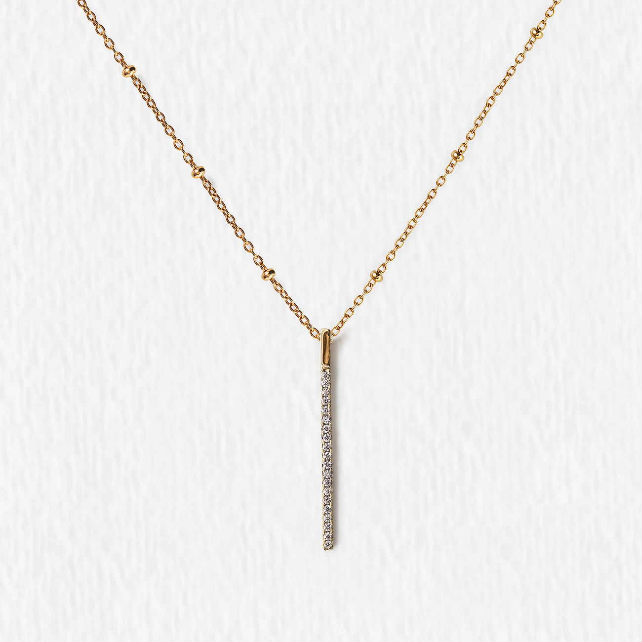 Bar Bead Chain 18K White Gold Necklace | Mix Mix Style [Hot Seller]-Mix MIx Style