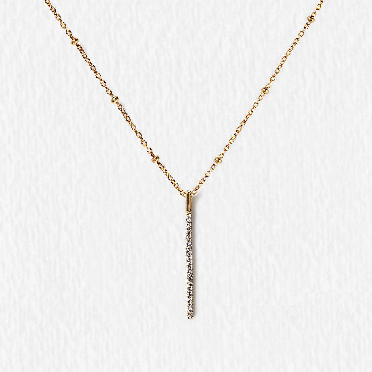 Bar Bead Chain 18K White Gold Necklace | Mix Mix Style [Hot Seller]-Mix MIx Style