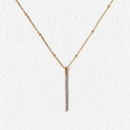 Bar Bead Chain 18K White Gold Necklace | Mix Mix Style [Hot Seller]-Mix MIx Style