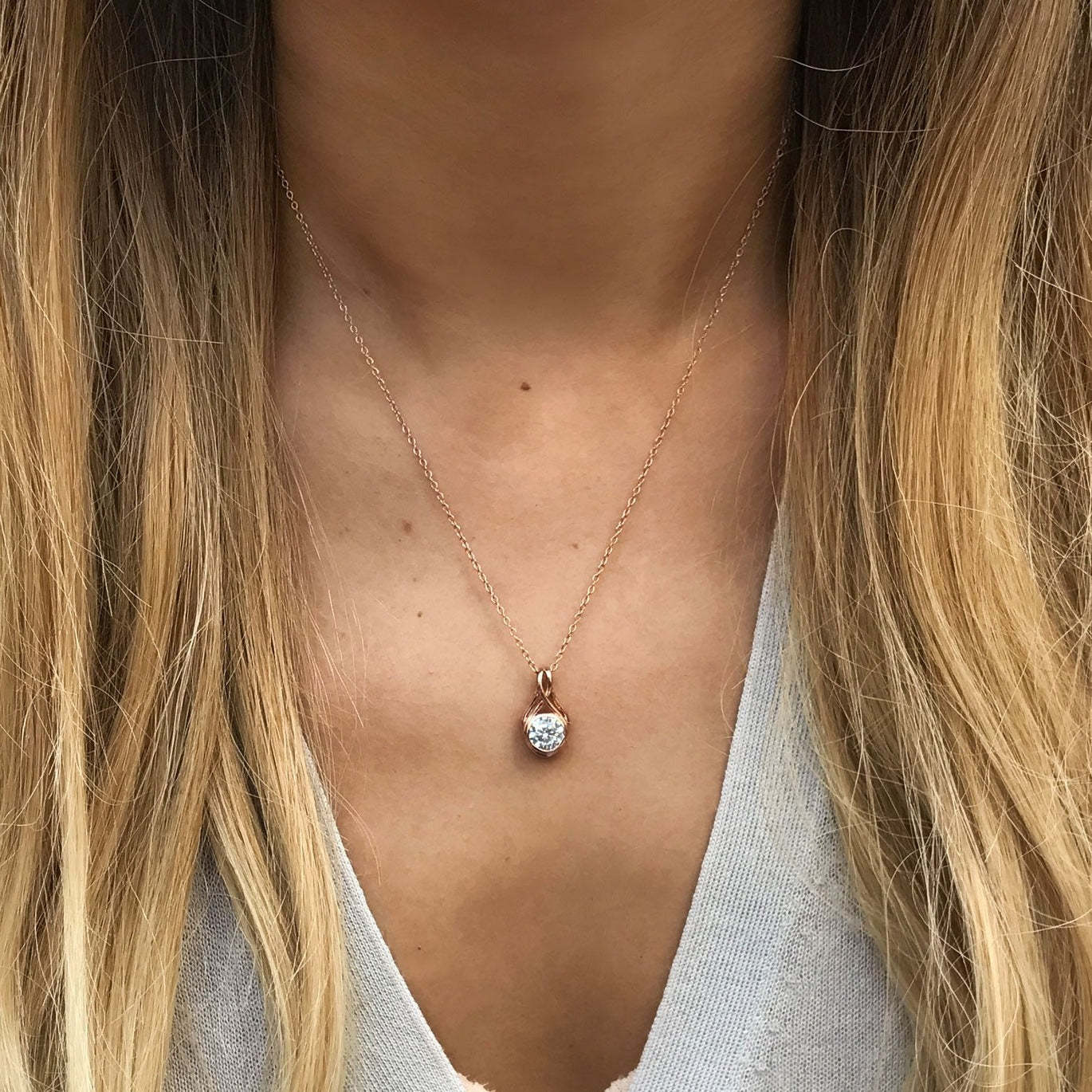 Crystal Drop 18K Rose Gold Plated Pendant Necklace | Mix Mix Style [Hot Seller]-Mix MIx Style