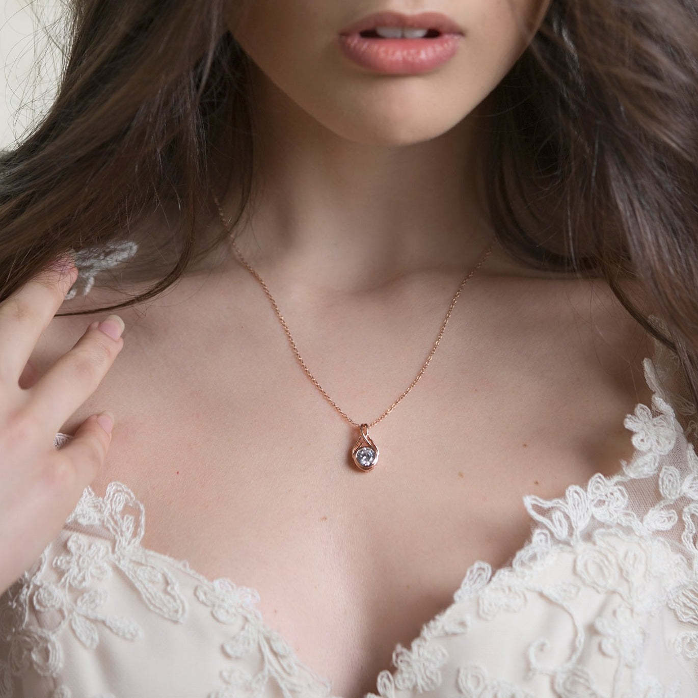 Crystal Drop 18K Rose Gold Plated Pendant Necklace | Mix Mix Style [Hot Seller]-Mix MIx Style