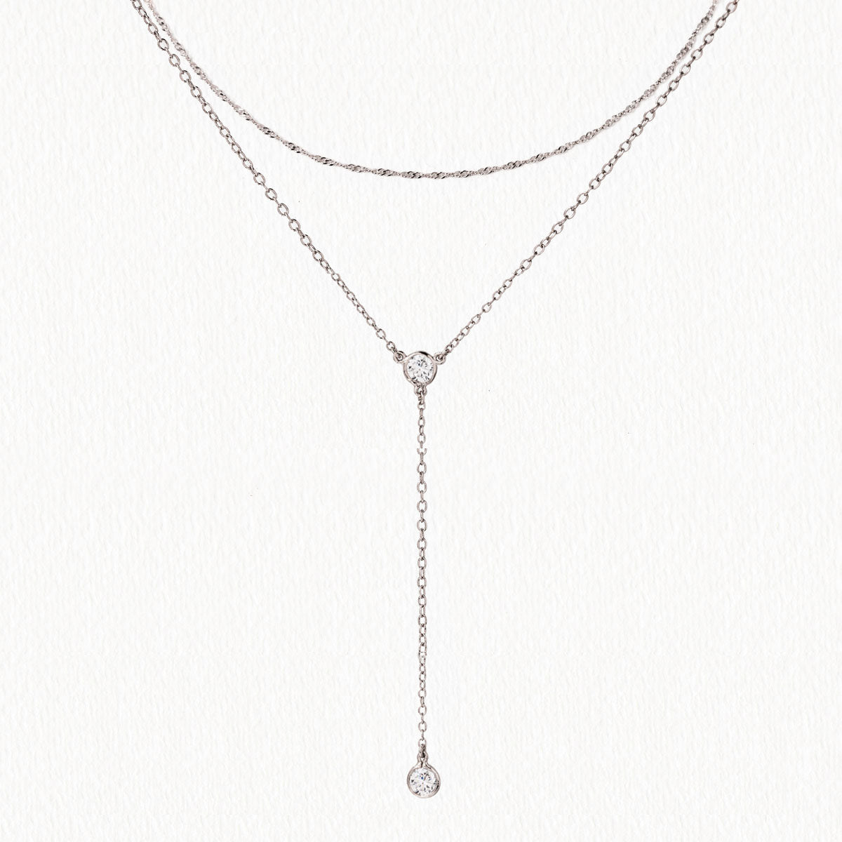 Dakota Layered Lariat 18K White Gold Necklace | Mix Mix Style [Hot Seller]-Mix MIx Style