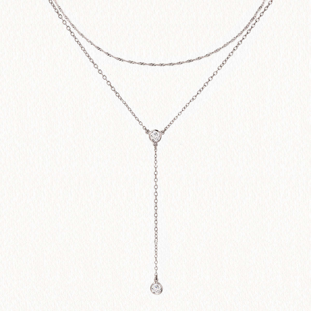 Dakota Layered Lariat 18K White Gold Necklace | Mix Mix Style [Hot Seller]-Mix MIx Style