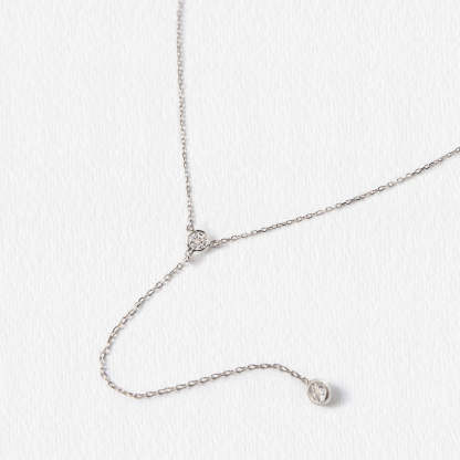 Crystal Lariat 18K White Gold Necklace | Mix Mix Style [Hot Seller]-Mix MIx Style