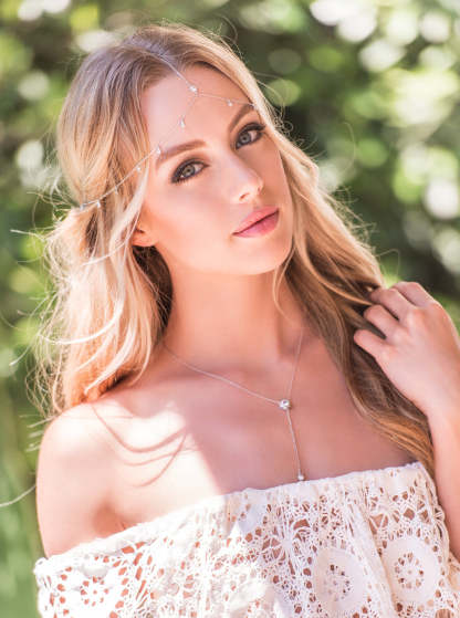 Crystal Lariat 18K White Gold Necklace | Mix Mix Style [Hot Seller]-Mix MIx Style