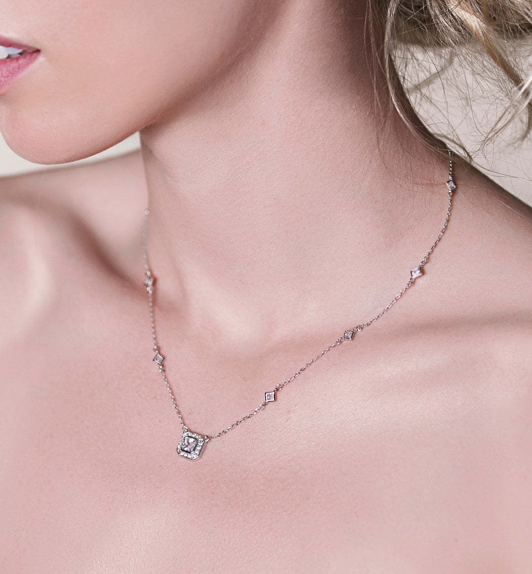 Radiant Pendant 18K White Gold Necklace | Mix Mix Style [Hot Seller]-Mix MIx Style