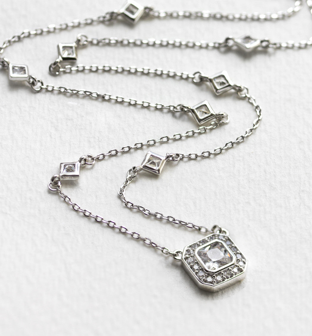 Radiant Pendant 18K White Gold Necklace | Mix Mix Style [Hot Seller]-Mix MIx Style