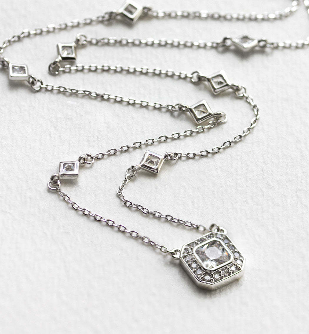 Radiant Pendant 18K White Gold Necklace | Mix Mix Style [Hot Seller]-Mix MIx Style