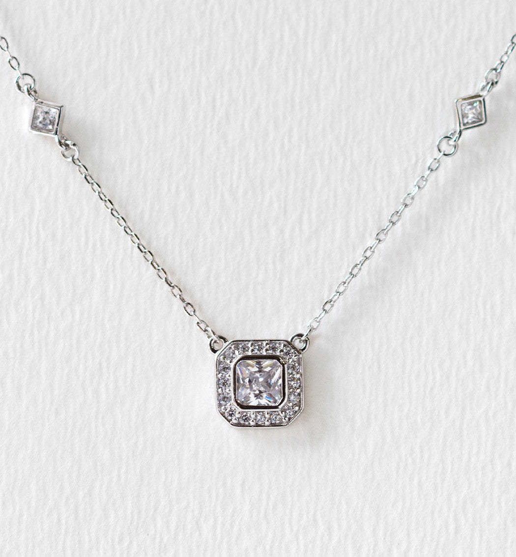 Radiant Pendant 18K White Gold Necklace | Mix Mix Style [Hot Seller]-Mix MIx Style