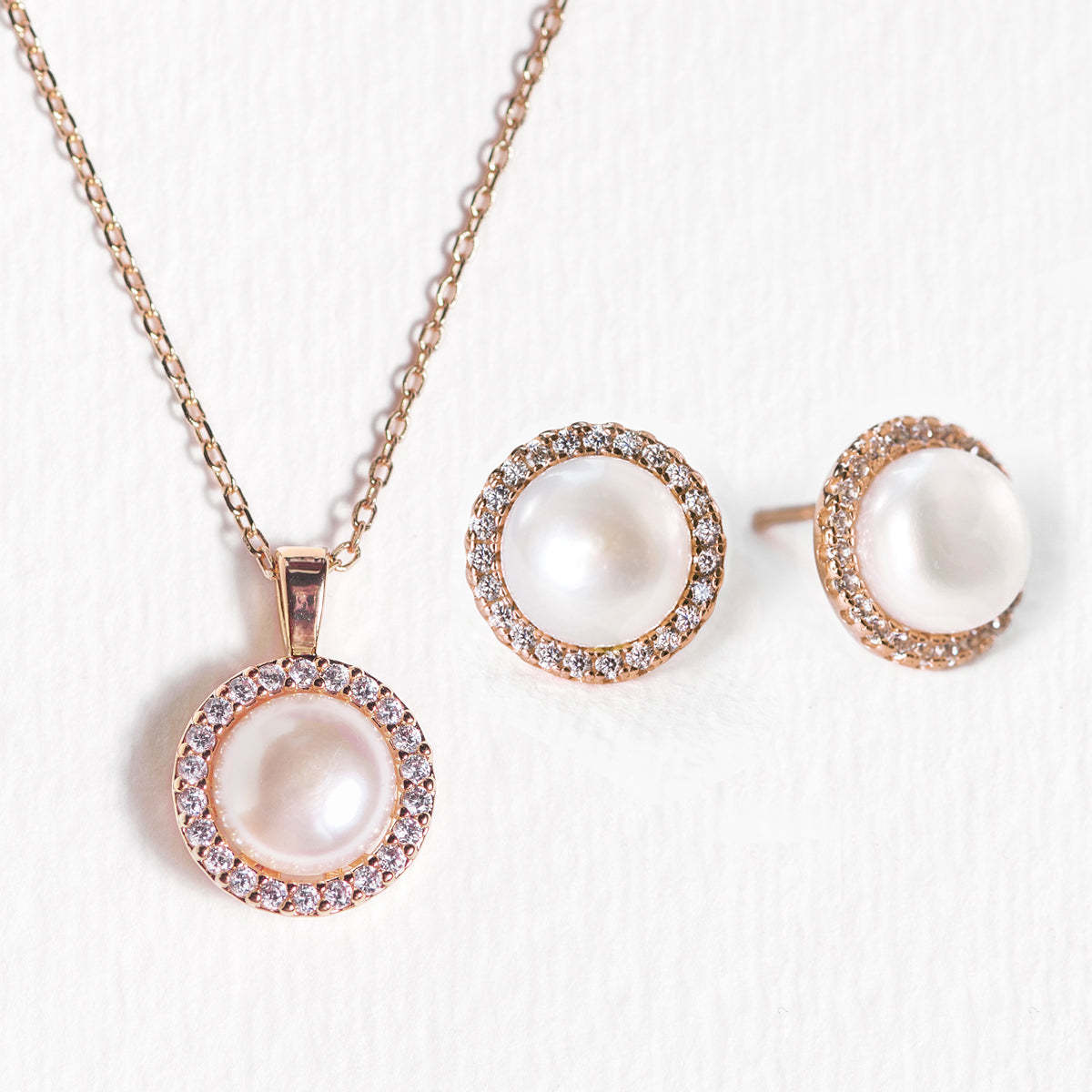 Freshwater Pearl 18K Rose Gold Plated Jewelry Set | Mix Mix Style [Hot Seller]-Mix MIx Style