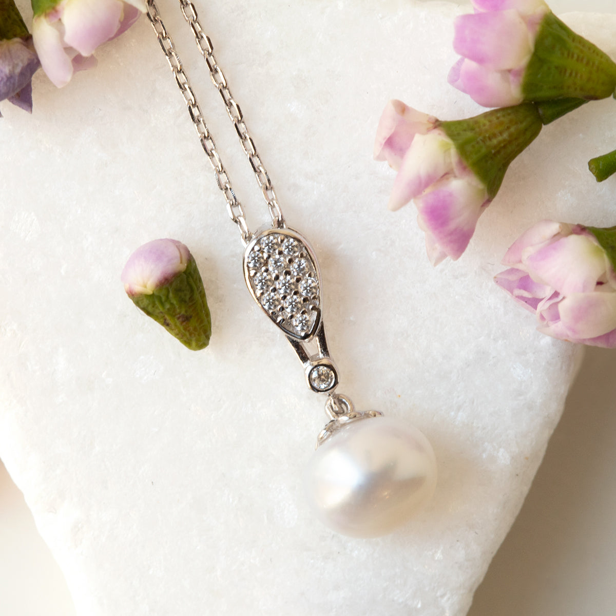 Pearl Pendant 18K White Gold Necklace | Mix Mix Style [Hot Seller]-Mix MIx Style