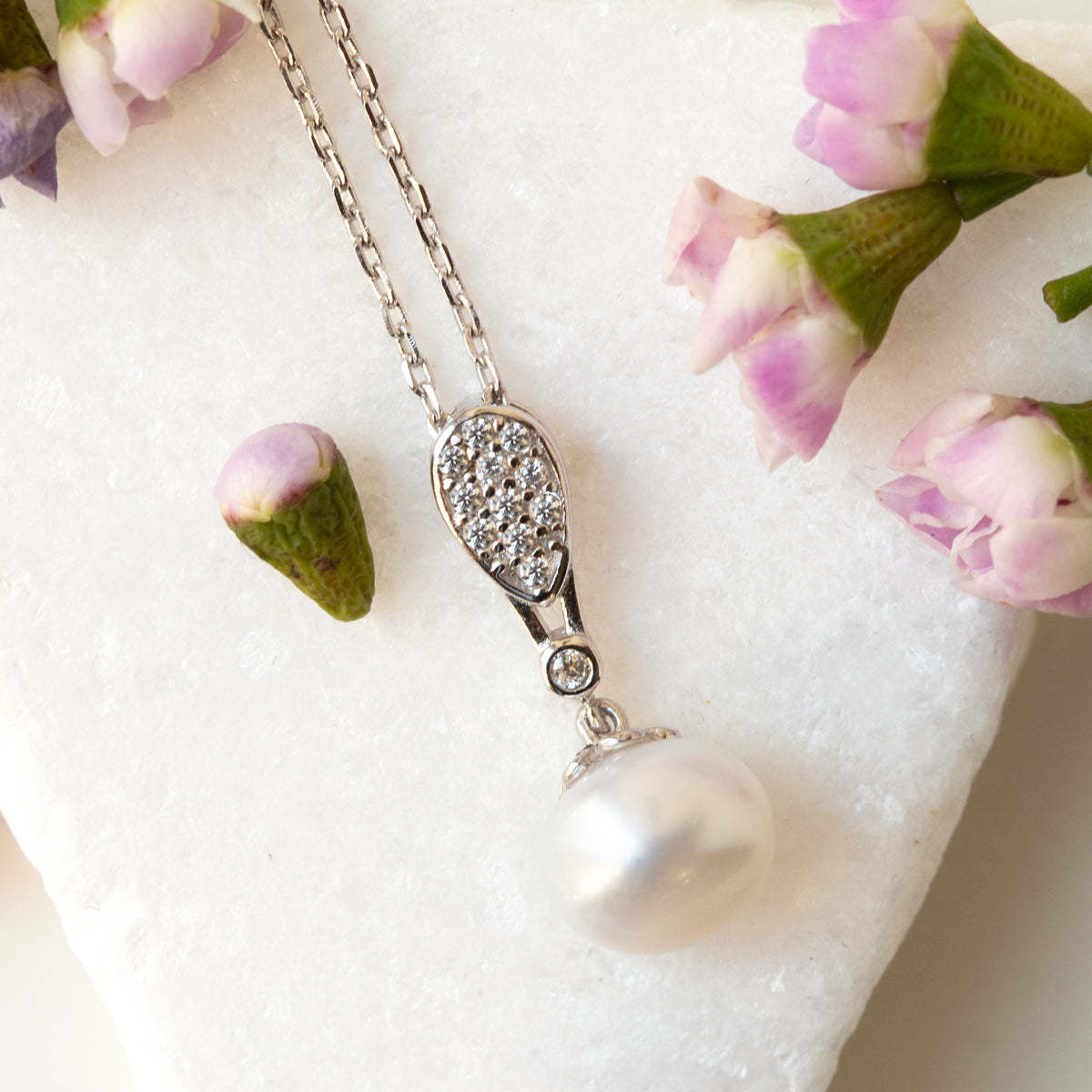 Pearl Pendant 18K White Gold Necklace | Mix Mix Style [Hot Seller]-Mix MIx Style