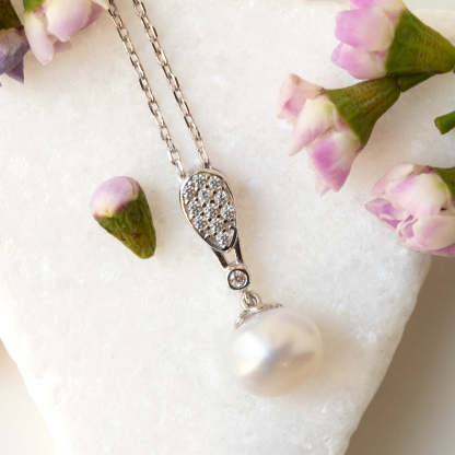 Pearl Pendant 18K White Gold Necklace | Mix Mix Style [Hot Seller]-Mix MIx Style