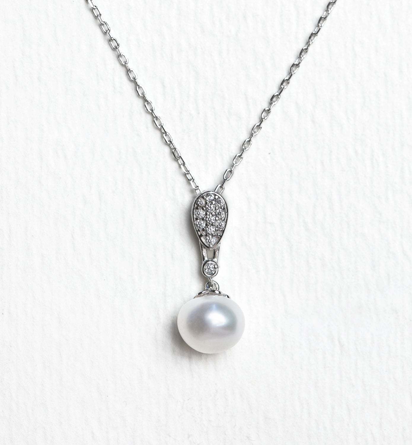 Pearl Pendant 18K White Gold Necklace | Mix Mix Style [Hot Seller]-Mix MIx Style