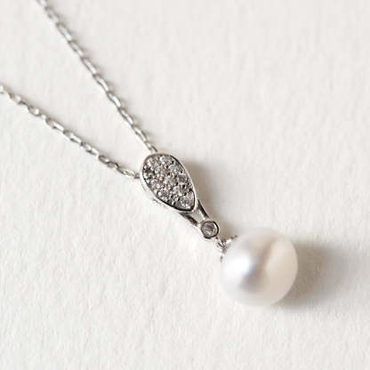 Pearl Pendant 18K White Gold Necklace | Mix Mix Style [Hot Seller]-Mix MIx Style