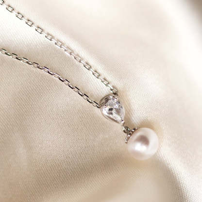 Halo Pearl Pendant 18K White Gold Necklace | Mix Mix Style [Hot Seller]-Mix MIx Style