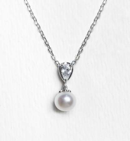 Halo Pearl Pendant 18K White Gold Necklace | Mix Mix Style [Hot Seller]-Mix MIx Style