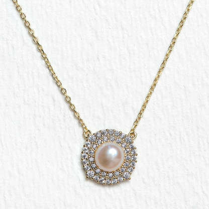 Pearl Halo 18K Gold Plated Necklace | Mix Mix Style [Hot Seller]-Mix MIx Style