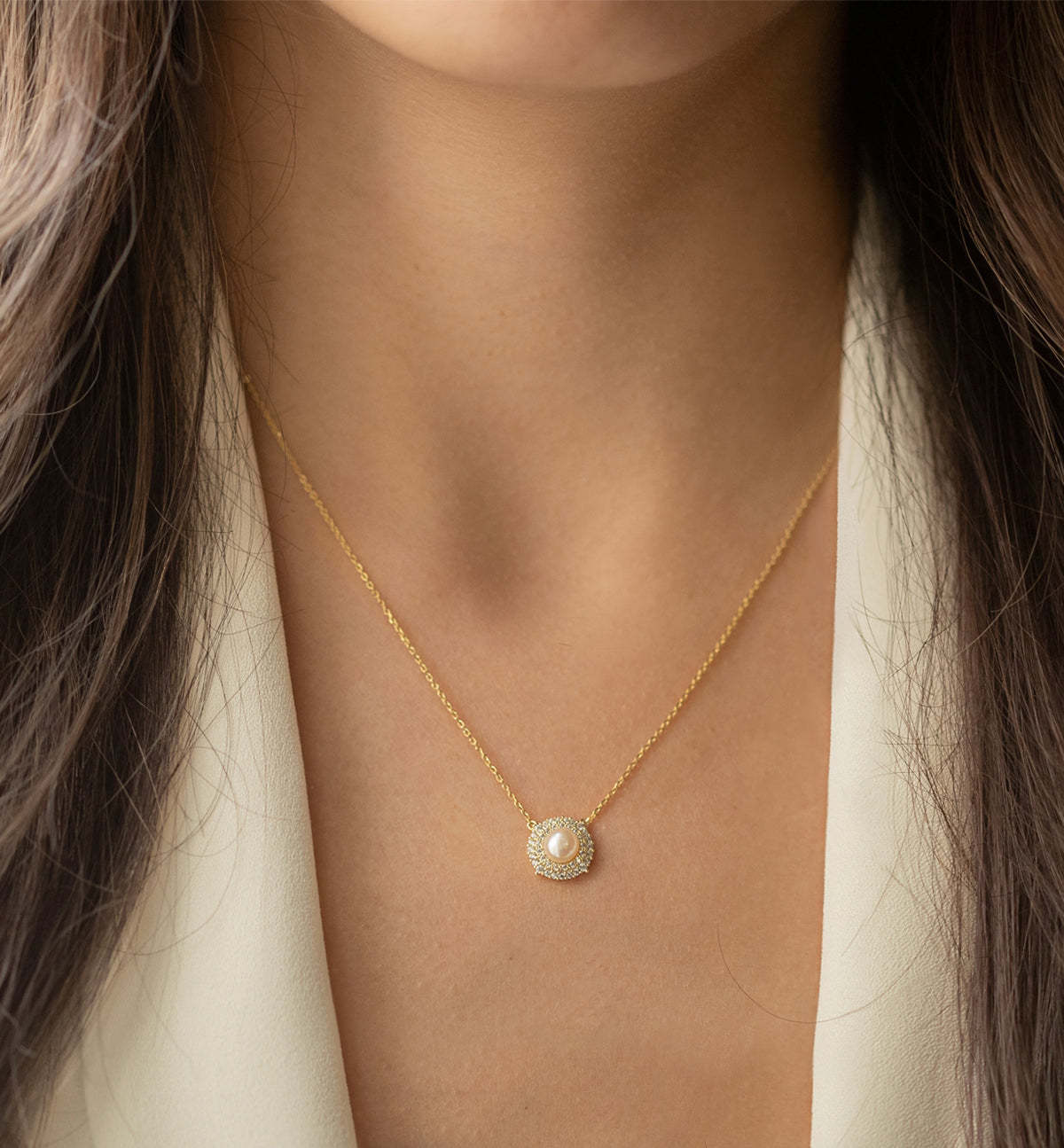 Pearl Halo 18K Gold Plated Necklace | Mix Mix Style [Hot Seller]-Mix MIx Style