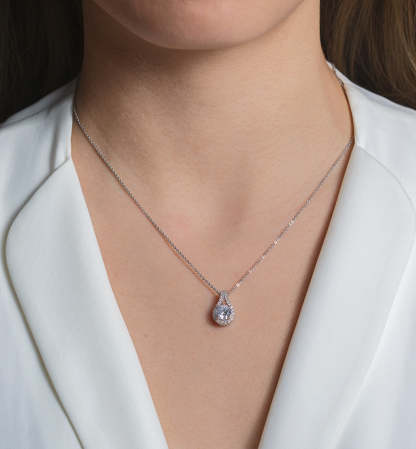 Petite Round Pendant 18K White Gold Necklace | Mix Mix Style [Hot Seller]-Mix MIx Style