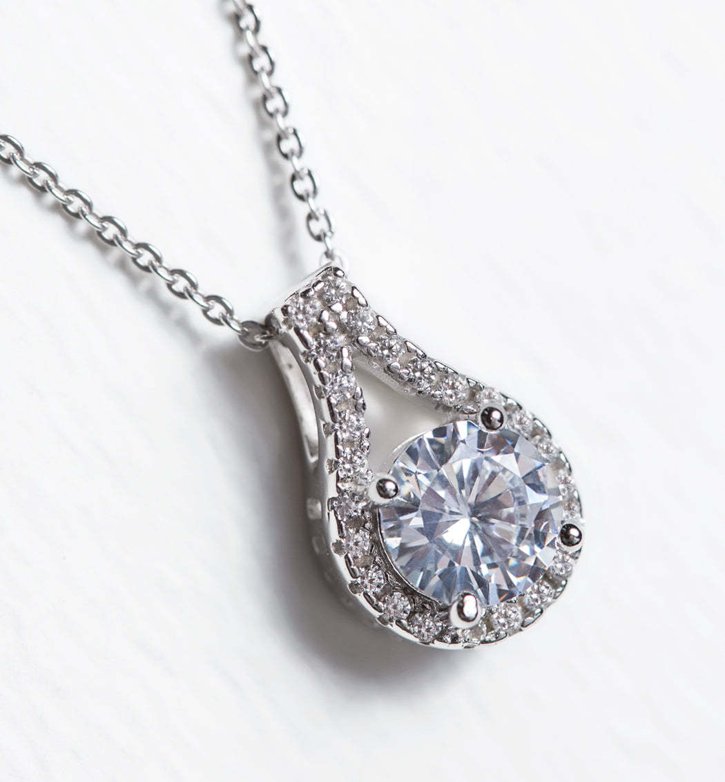 Petite Round Pendant 18K White Gold Necklace | Mix Mix Style [Hot Seller]-Mix MIx Style