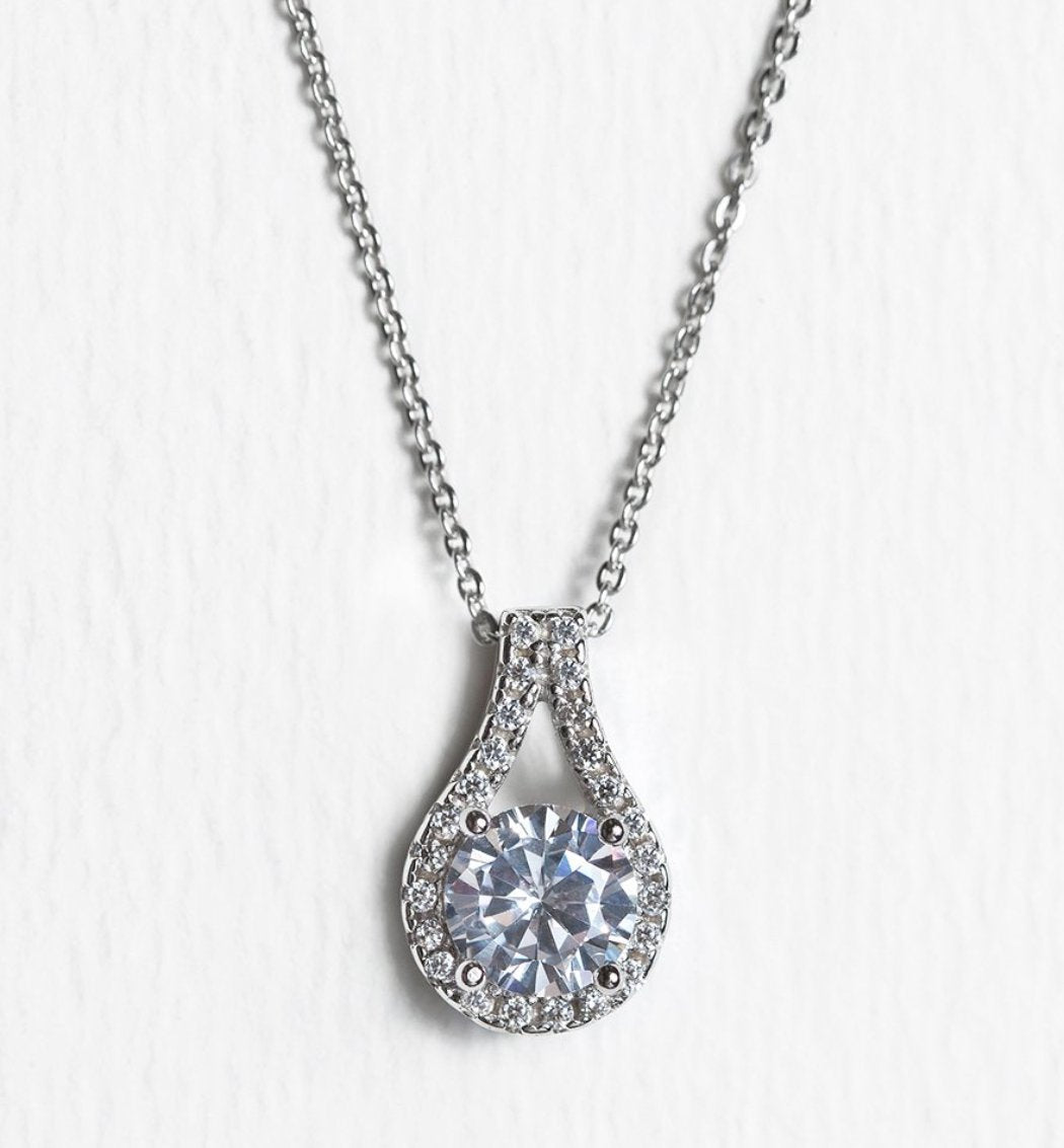 Petite Round Pendant 18K White Gold Necklace | Mix Mix Style [Hot Seller]-Mix MIx Style