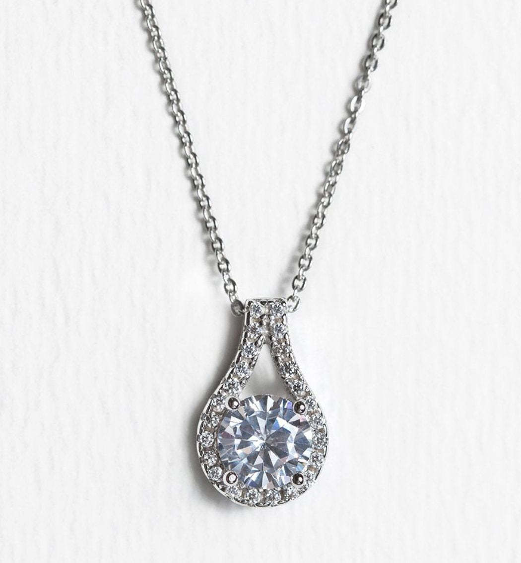 Petite Round Pendant 18K White Gold Necklace | Mix Mix Style [Hot Seller]-Mix MIx Style
