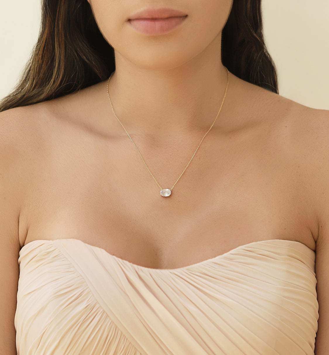 Solitaire Oval Crystal 18K White Gold Pendant | Mix Mix Style [Hot Seller]-Mix MIx Style