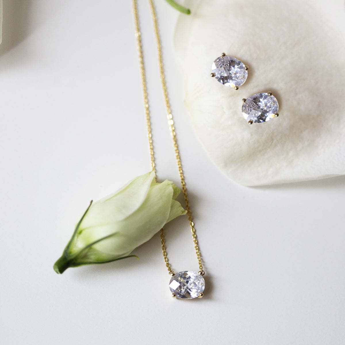 Solitaire Oval 18K Gold Plated Stud Earrings | Mix Mix Style [Hot Seller]-Mix MIx Style