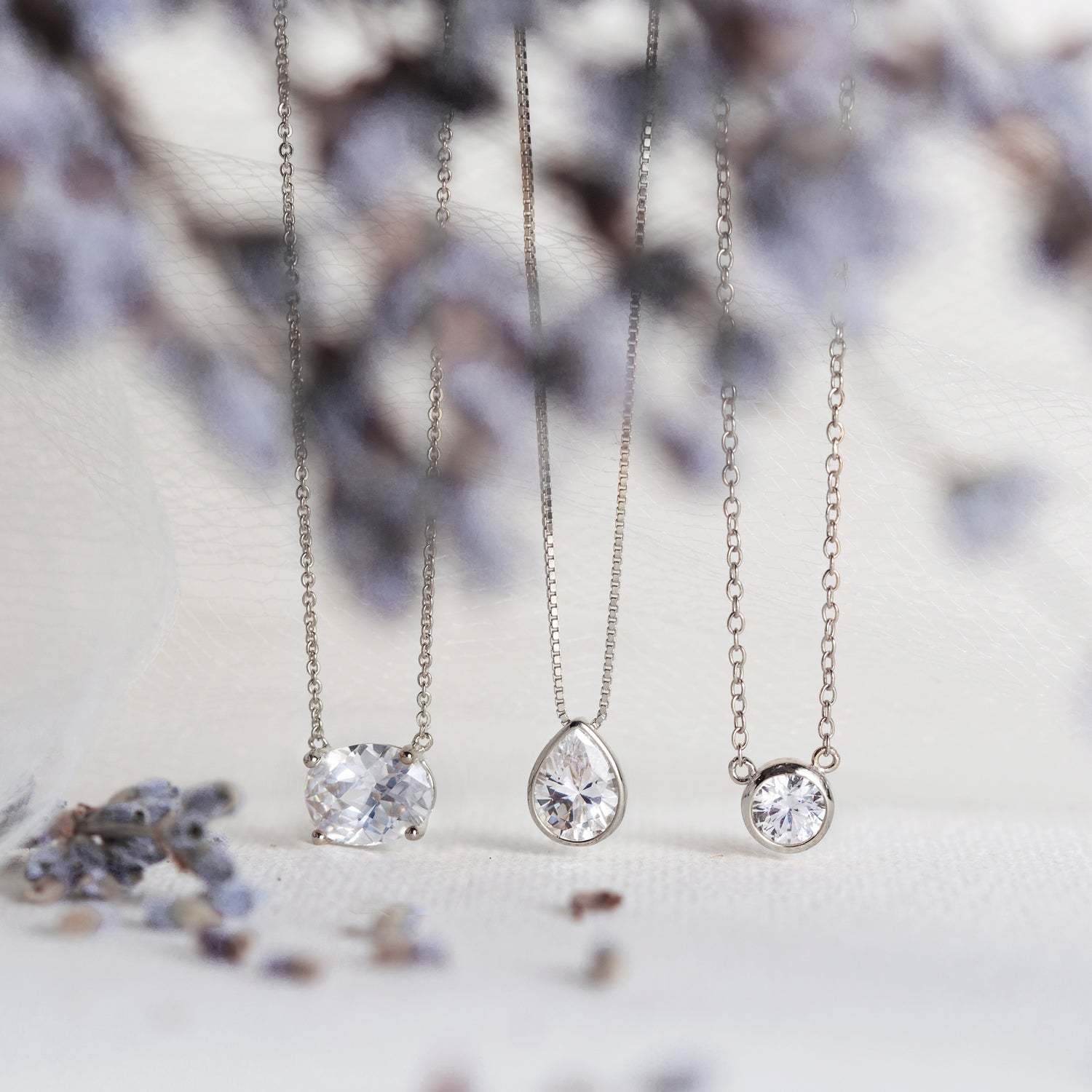 Solitaire Oval Crystal 18K White Gold Pendant | Mix Mix Style [Hot Seller]-Mix MIx Style