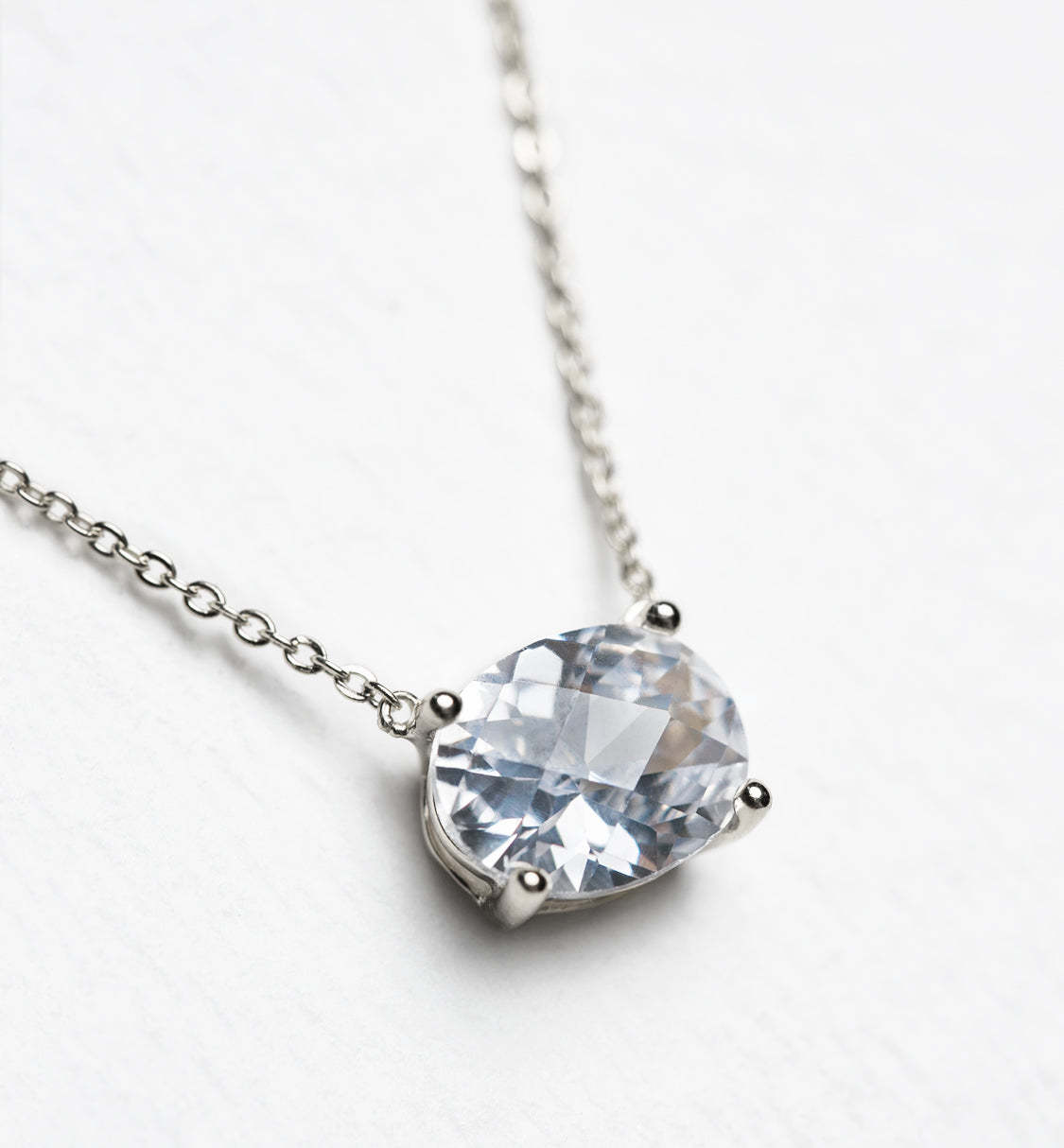 Solitaire Oval Crystal 18K White Gold Pendant | Mix Mix Style [Hot Seller]-Mix MIx Style