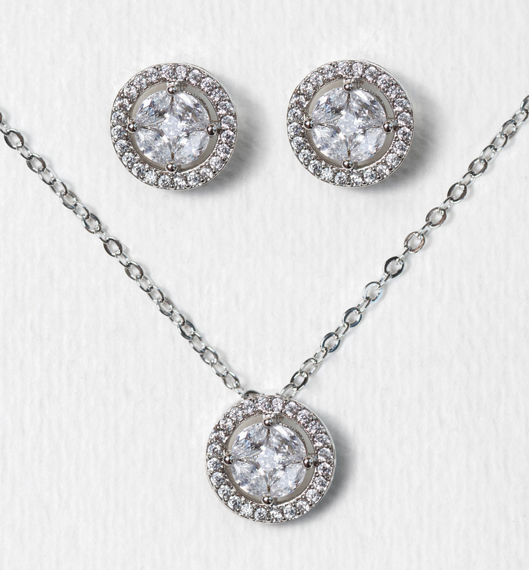 Halo 18K White Gold Jewelry Set | Mix Mix Style [Hot Seller]-Mix MIx Style