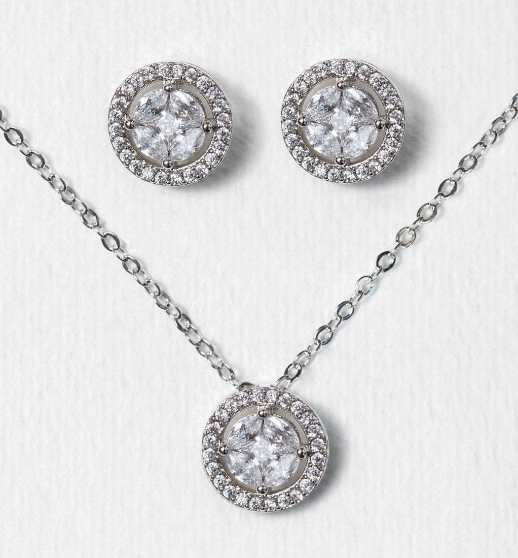 Halo 18K White Gold Jewelry Set | Mix Mix Style [Hot Seller]-Mix MIx Style