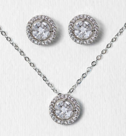 Halo 18K White Gold Jewelry Set | Mix Mix Style [Hot Seller]-Mix MIx Style