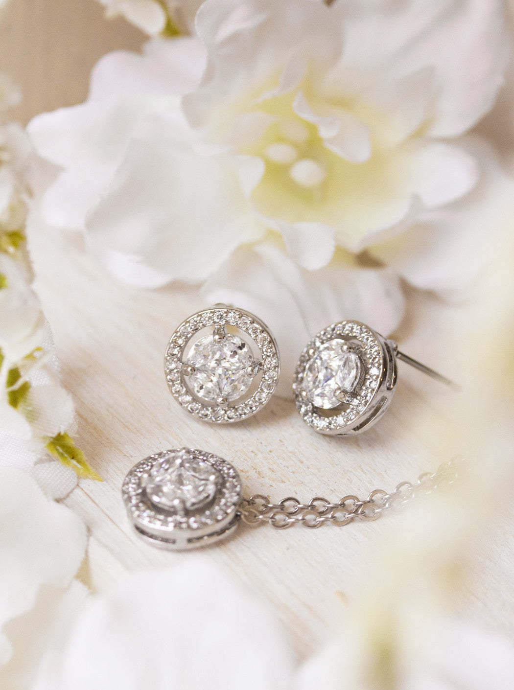 Halo 18K White Gold Jewelry Set | Mix Mix Style [Hot Seller]-Mix MIx Style