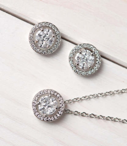 Halo 18K White Gold Jewelry Set | Mix Mix Style [Hot Seller]-Mix MIx Style